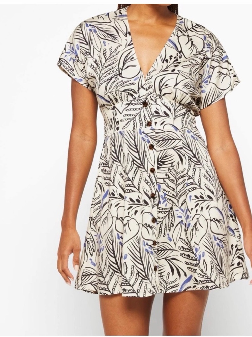 Marine Layer Camila Mini Dress Black White Foliage Size XL Runs Small